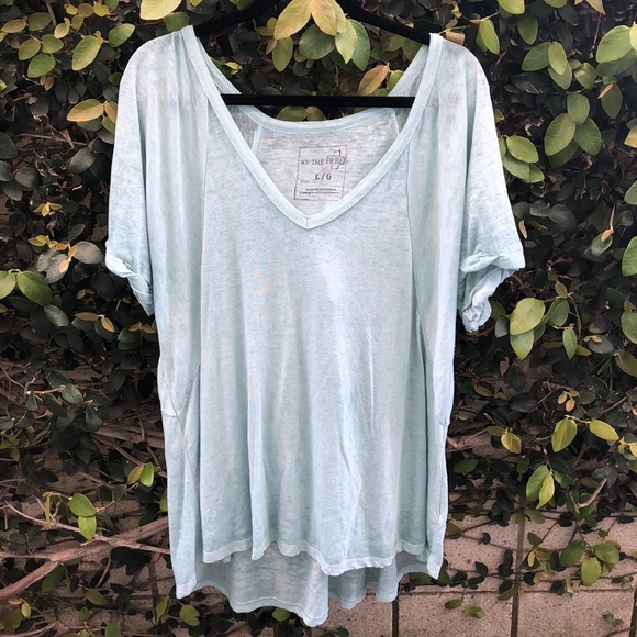 Free People Tops - Free People Turquoise Burnout Tee